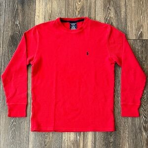 Polo by Ralph Lauren Red Waffle Knit Thermal Sleepwear Long-Sleeve Mens Medium